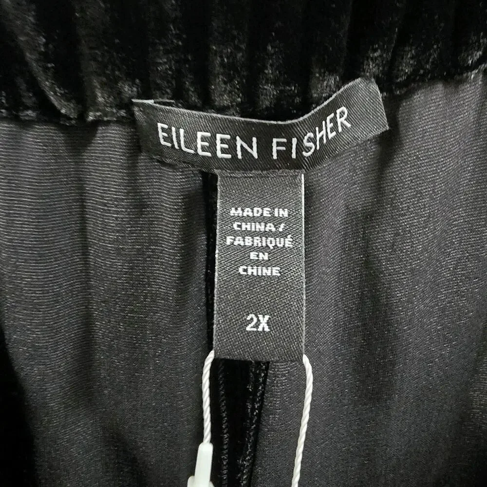 Eileen Fisher Velvet Pants Womens Plus Size XXL Black Wide Leg Silk New Whit Tag - Picture 9 of 16